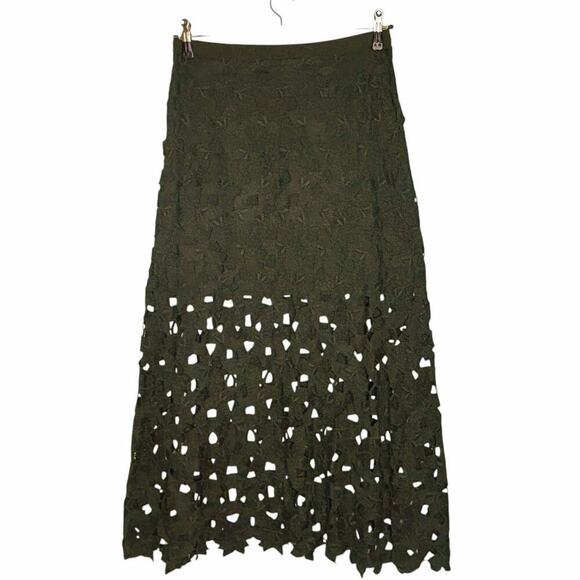 Elie Tahari Lazer Cut Maxi Skirt Dark Green Size 6 - Picture 8 of 8